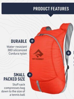 Sea to Summit Ultra-Sil Ultralight Spicy Orange Day Pack, 20-Liter Gorpcore